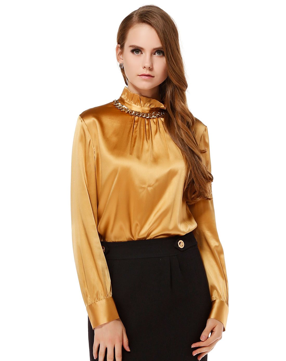 金黄色魅力个性长袖上衣