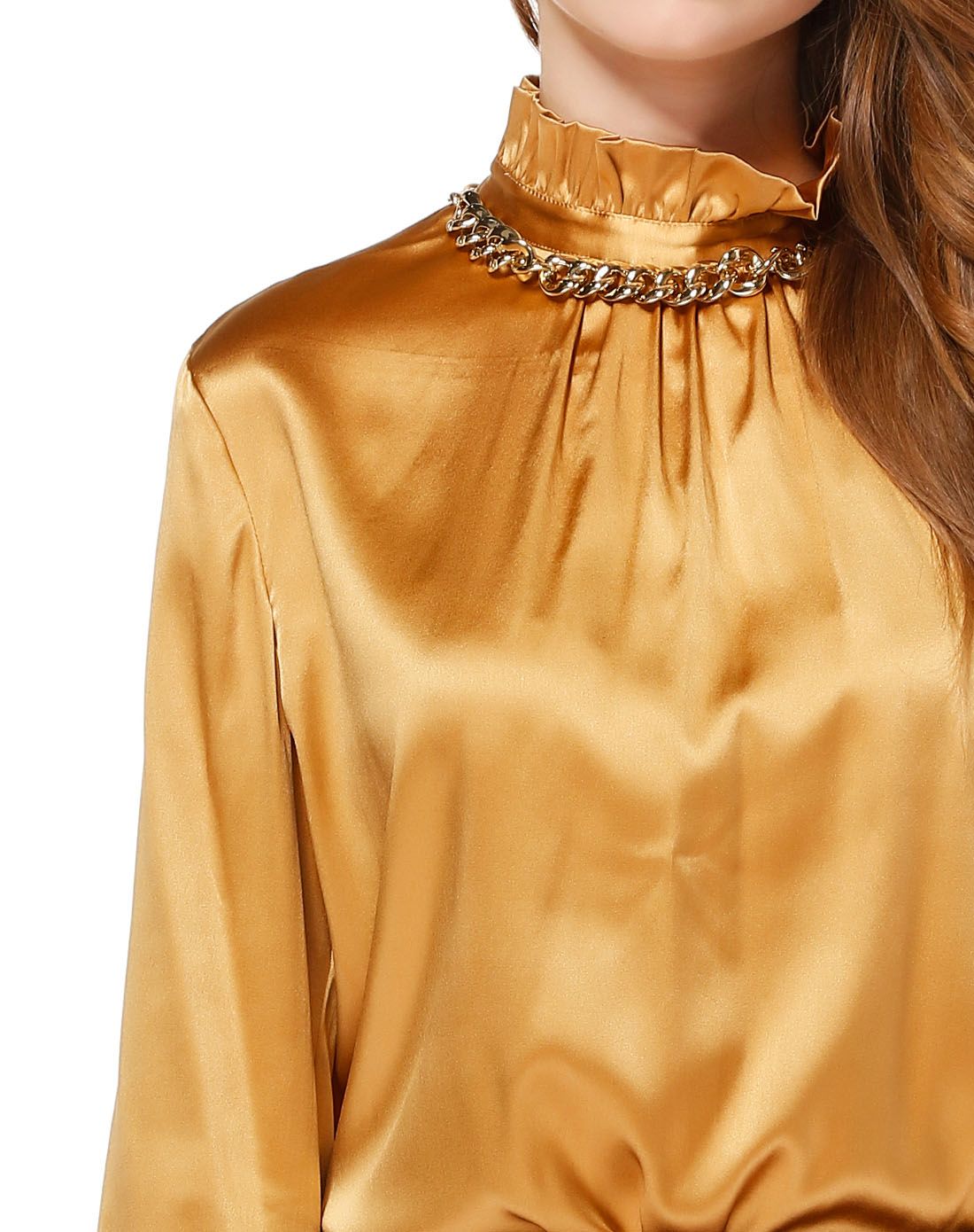 金黄色魅力个性长袖上衣