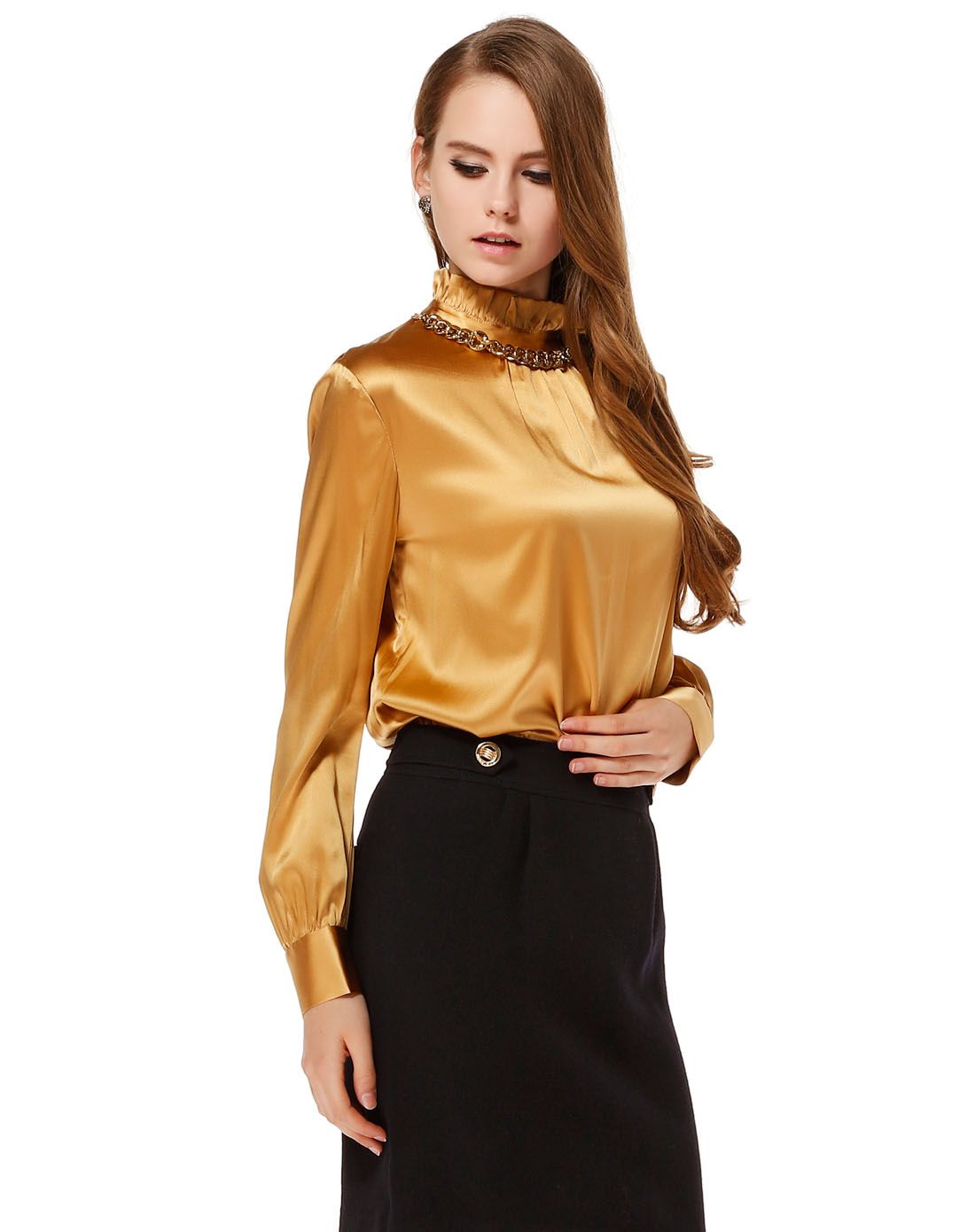 金黄色魅力个性长袖上衣