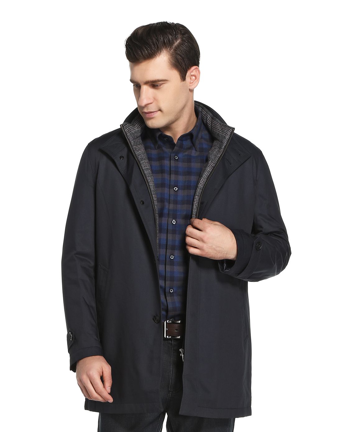 爵士丹尼a.jesdani男装专场 可脱卸两件套商务型保暖羽绒服