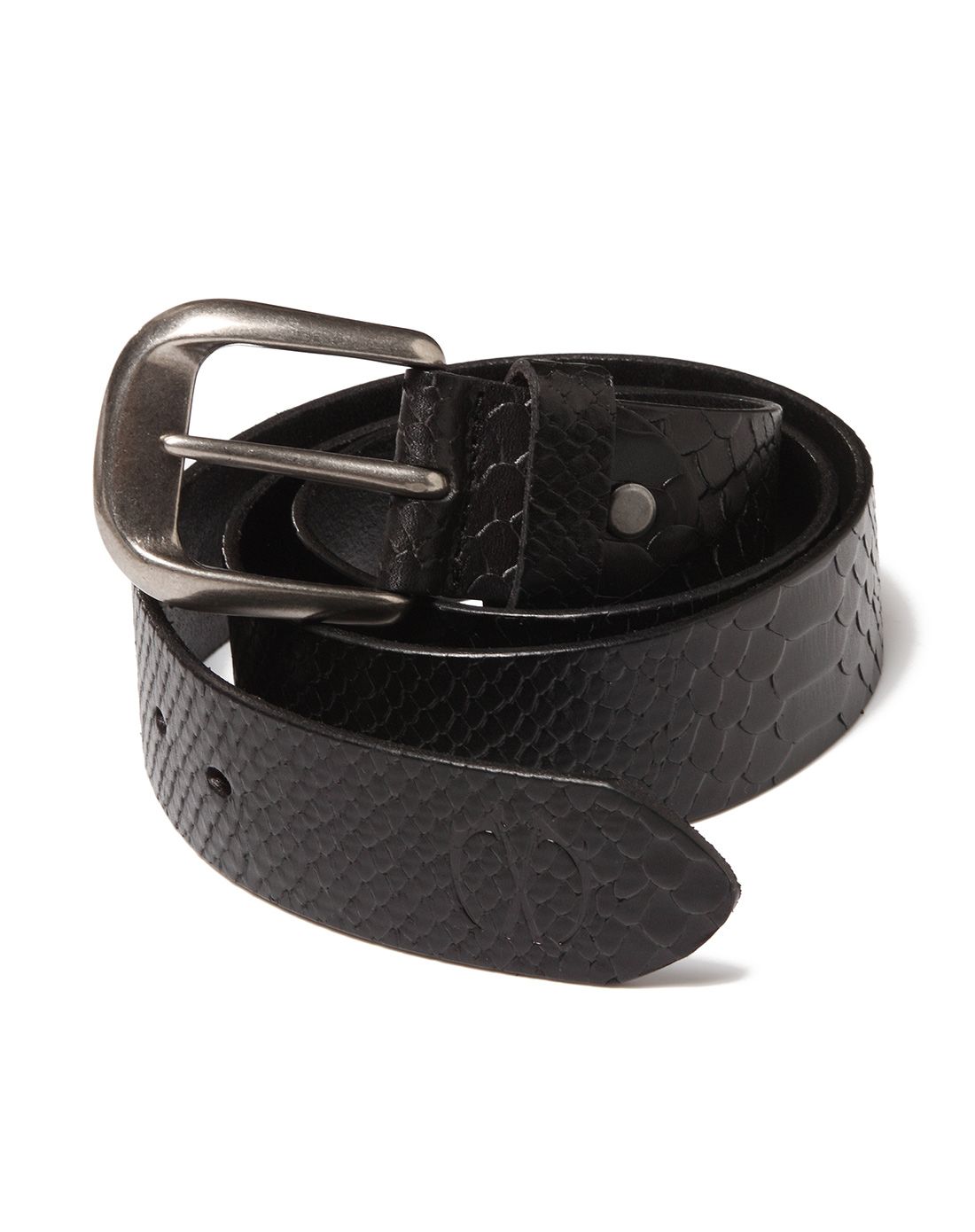 mk新款蟒蛇纹黑色牛皮皮带