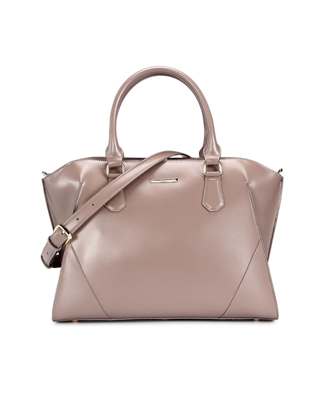 莱尔斯丹专柜同款灰紫色时尚高贵车缝线单肩手提包