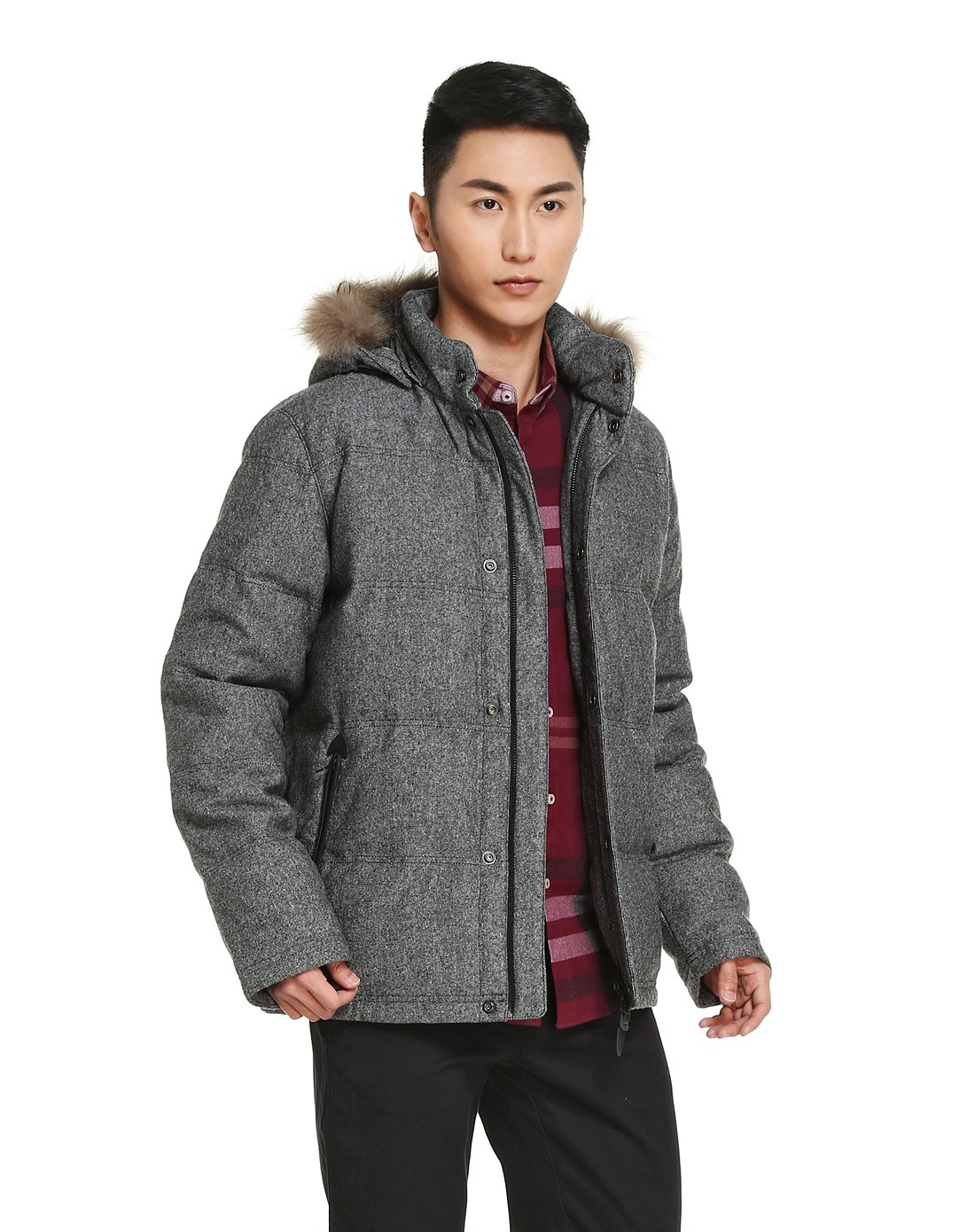 保暖舒适 男款户外羽绒服 连帽长袖