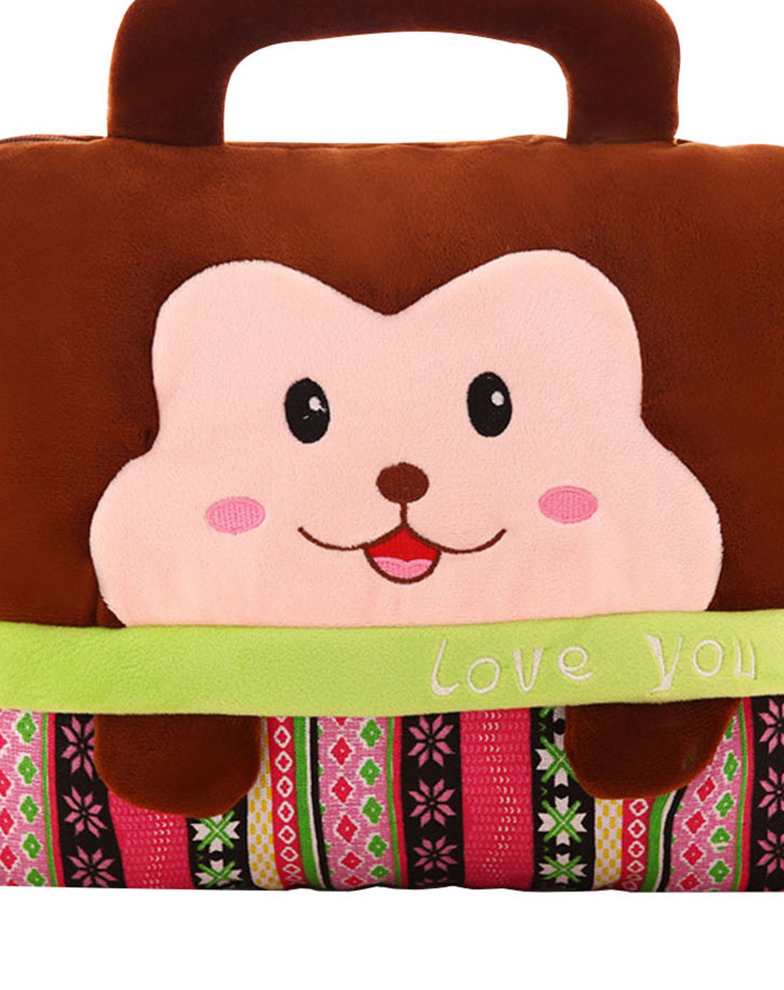 【2件起售】创意毛绒抱枕卡通空调被棕猴