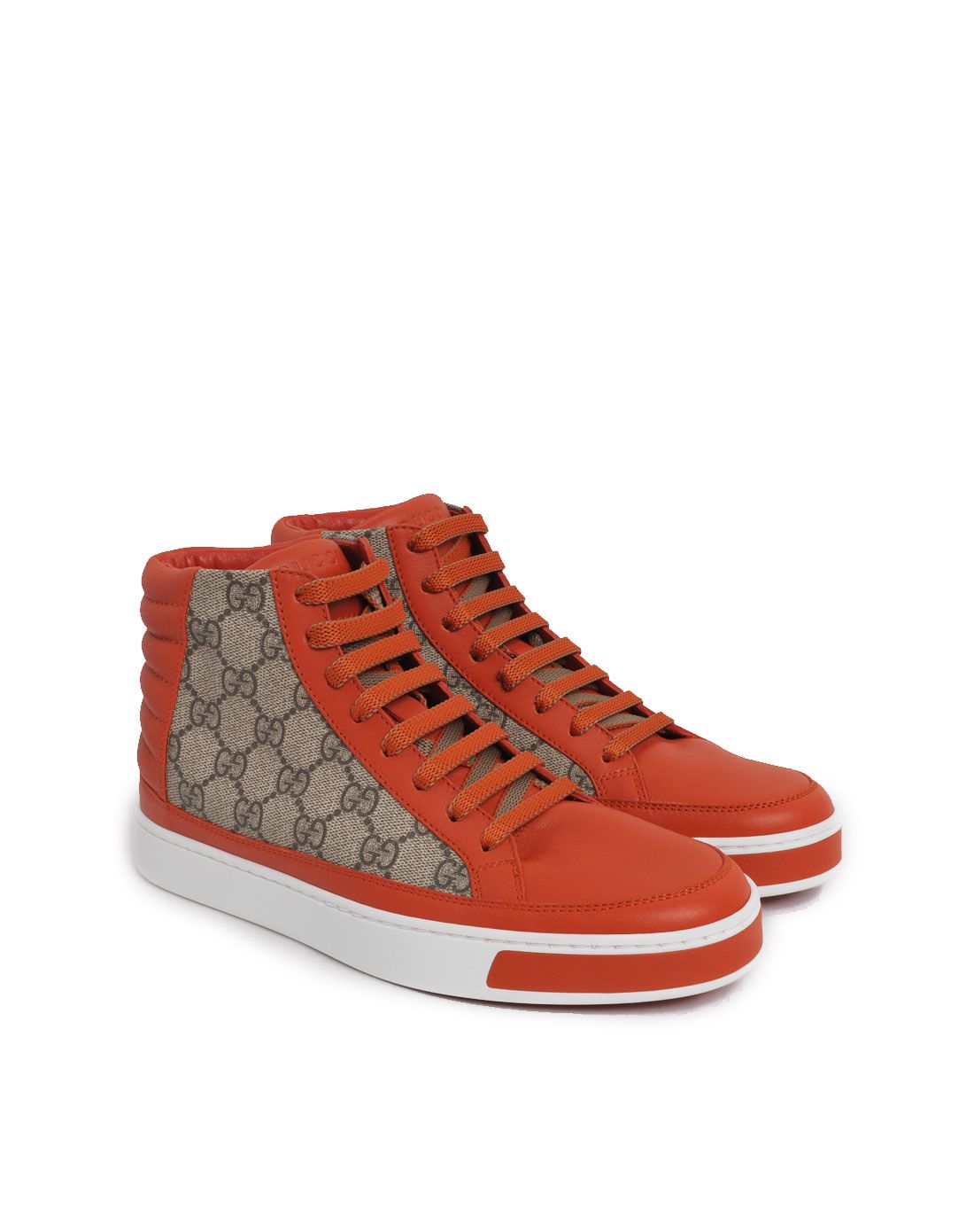 > gucci 男士红色经典logo绑带高帮休闲鞋