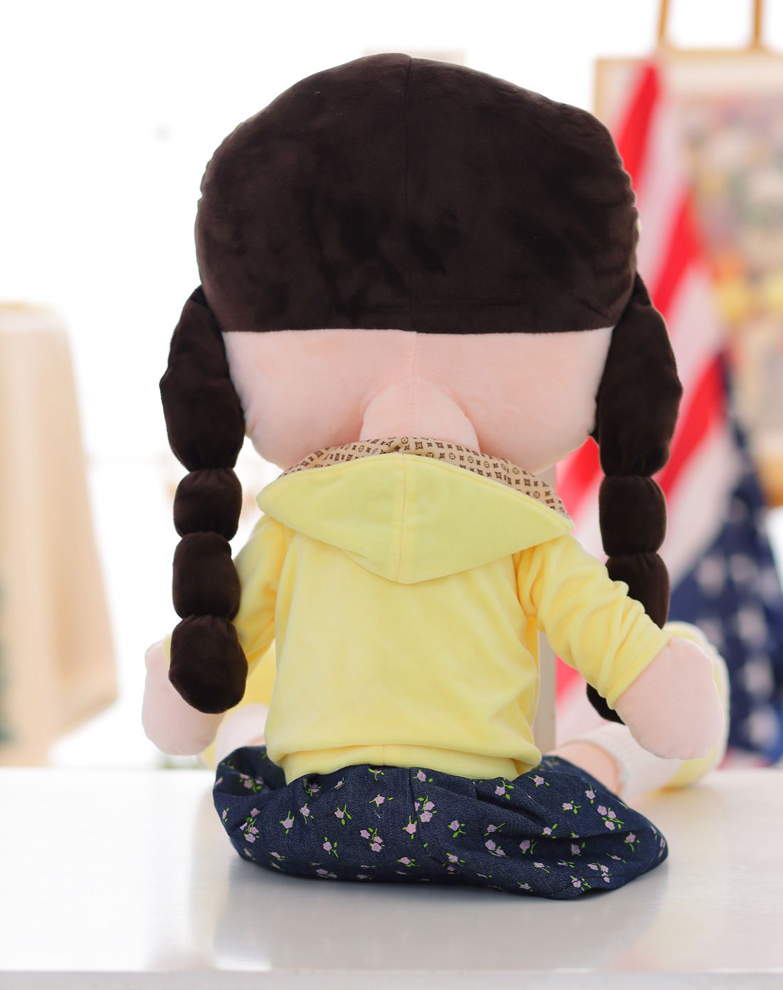 朱丽叶布娃娃扎辫子(衣服可拆卸)黄色-80cm