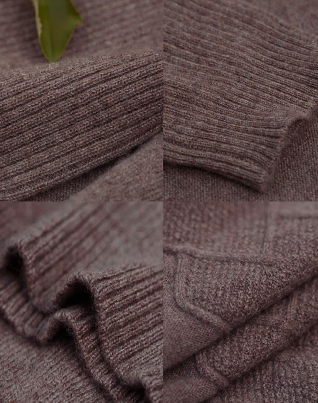 大高领菱纹百搭修身100%纯羊绒衫