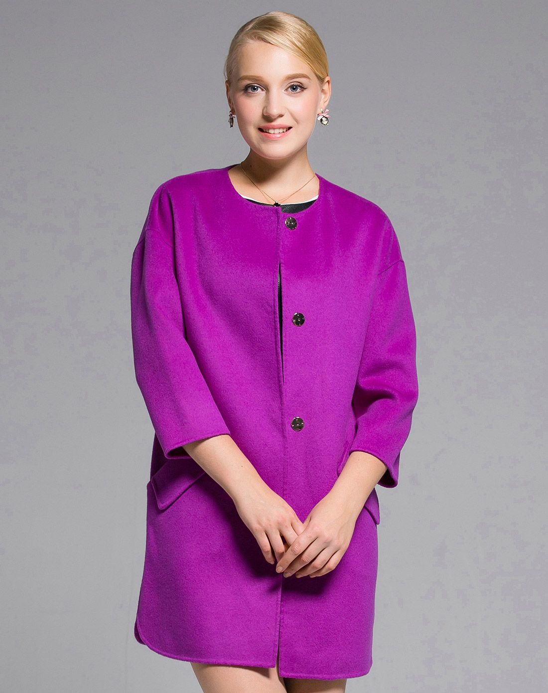 玫紫15年双面呢大衣