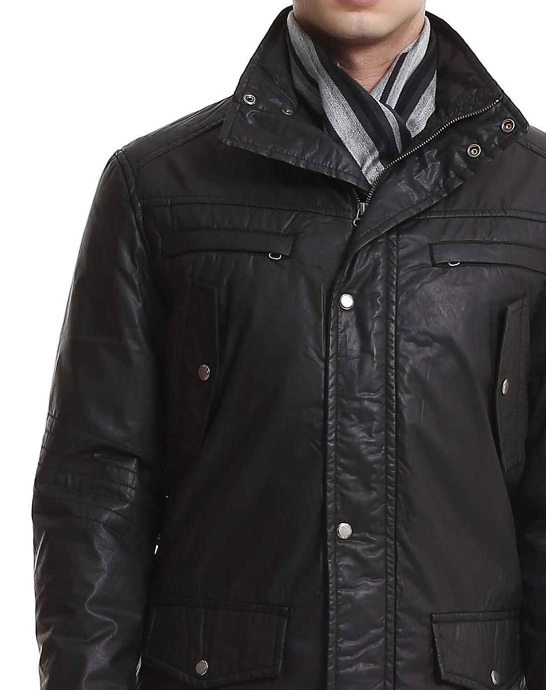 炭黑色潇洒时尚长袖棉服