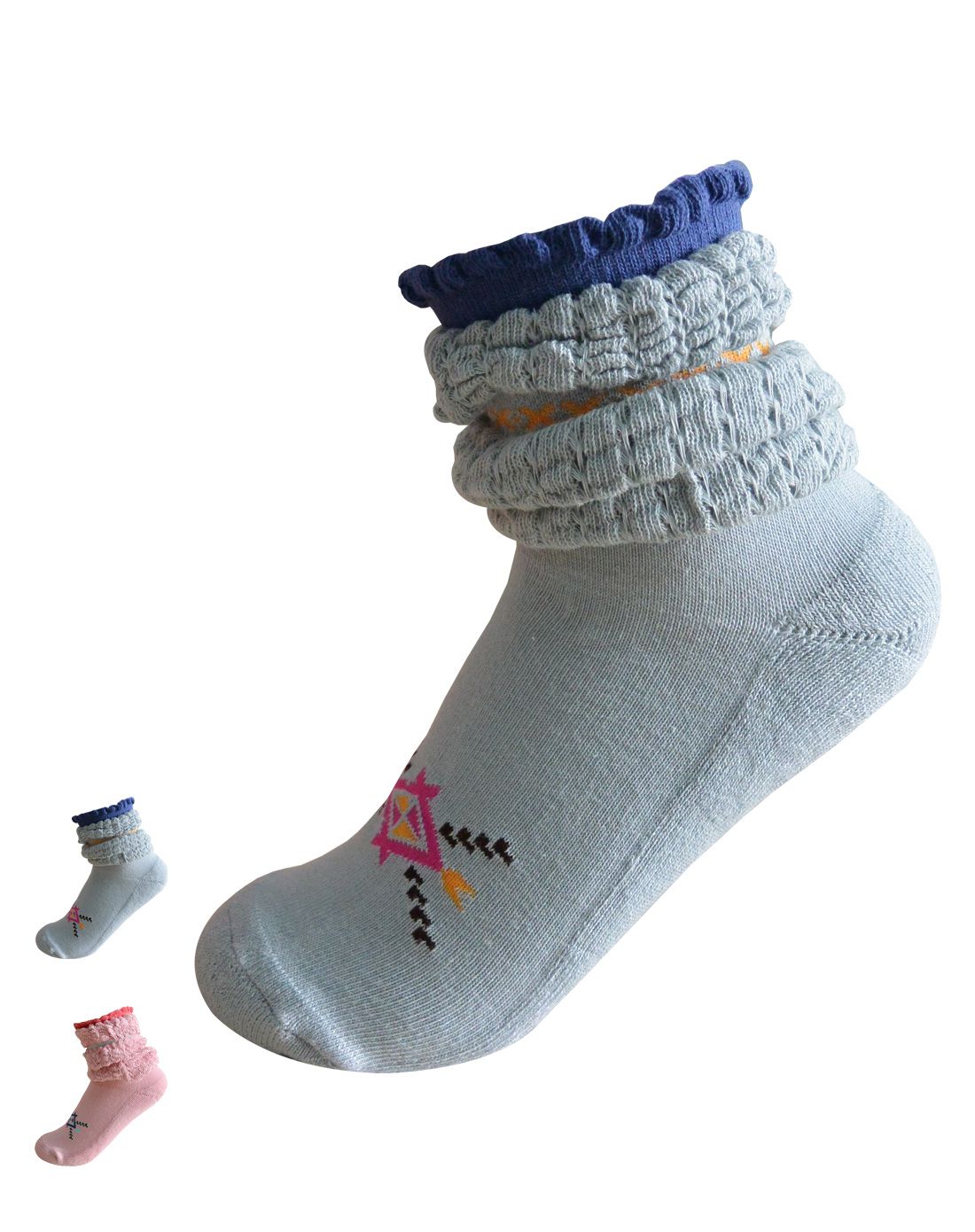 女款2色2双装堆罗口袜