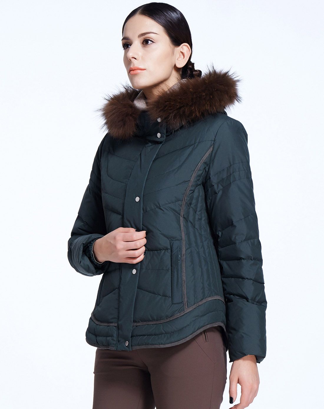 卡蒙迪camondei&福柯斯focals女装女墨绿带帽羽绒服cyn8d557*102_唯品