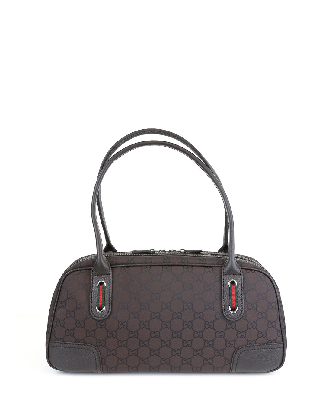 > gucci女士经典双g提花咖色波士顿包