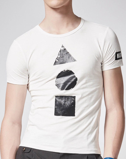 白色几何图案短袖t恤