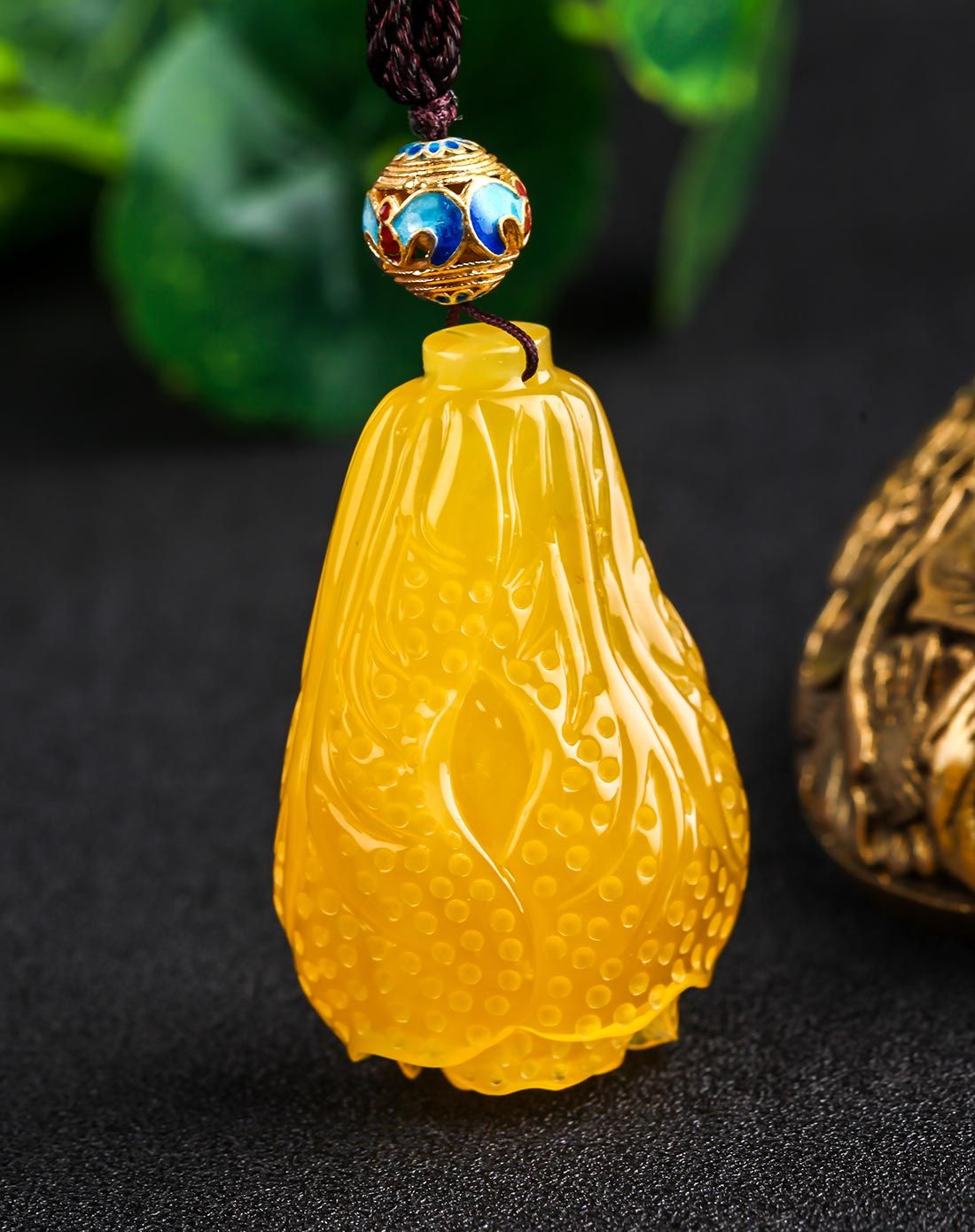 天然琥珀 百财如意 蜜蜡吊坠 (含配绳)