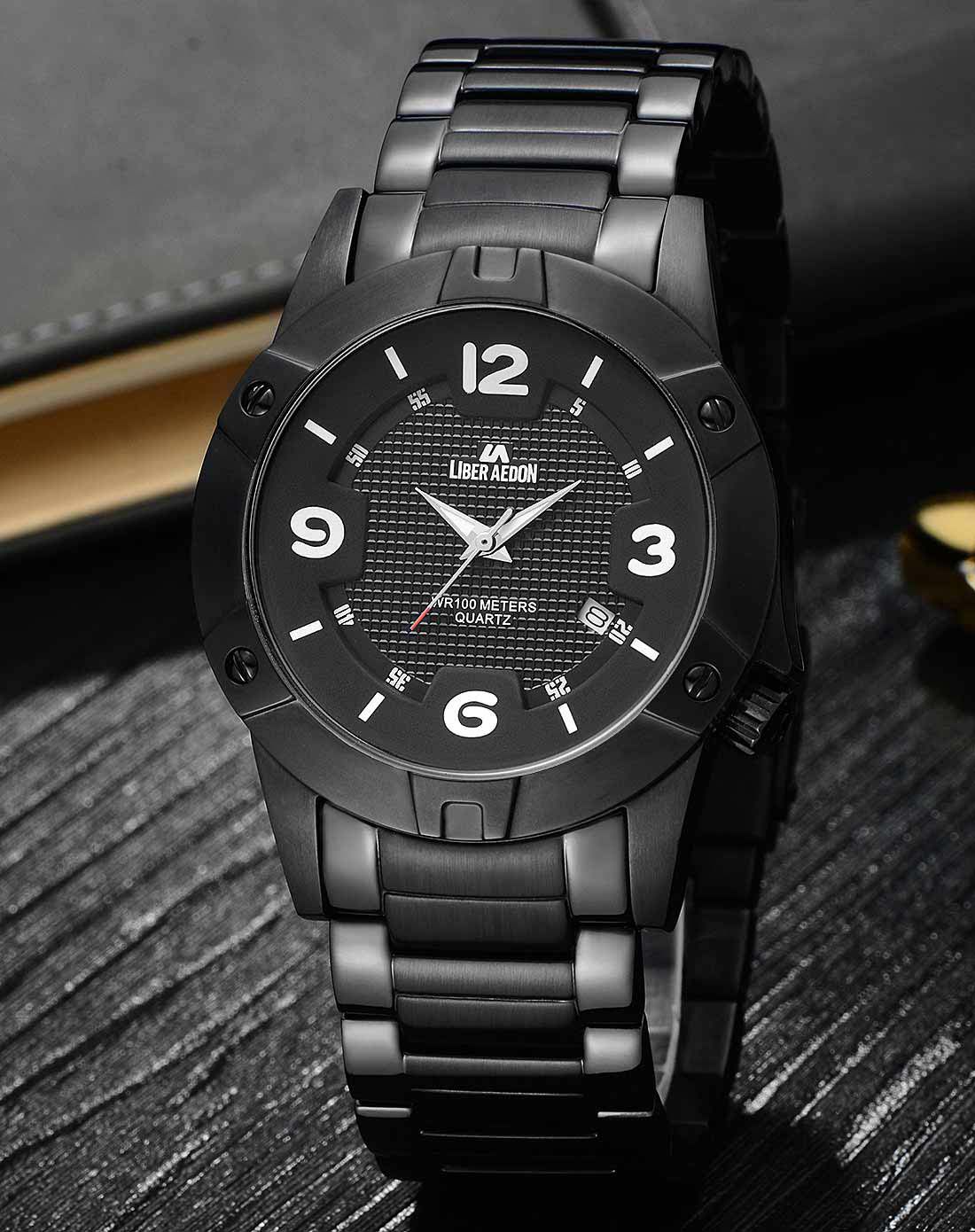 励柏艾顿liber aedon手表专场 励柏艾顿 乔治巴顿系列简约黑钢防水