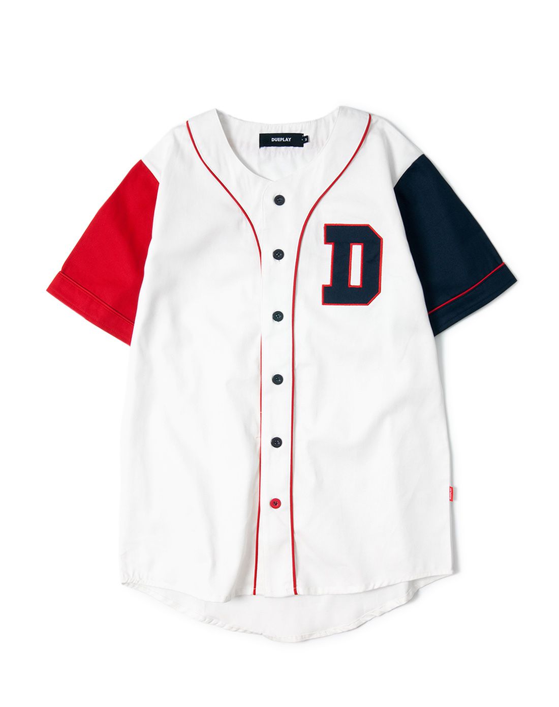 中性款红白蓝色短袖棒球衫