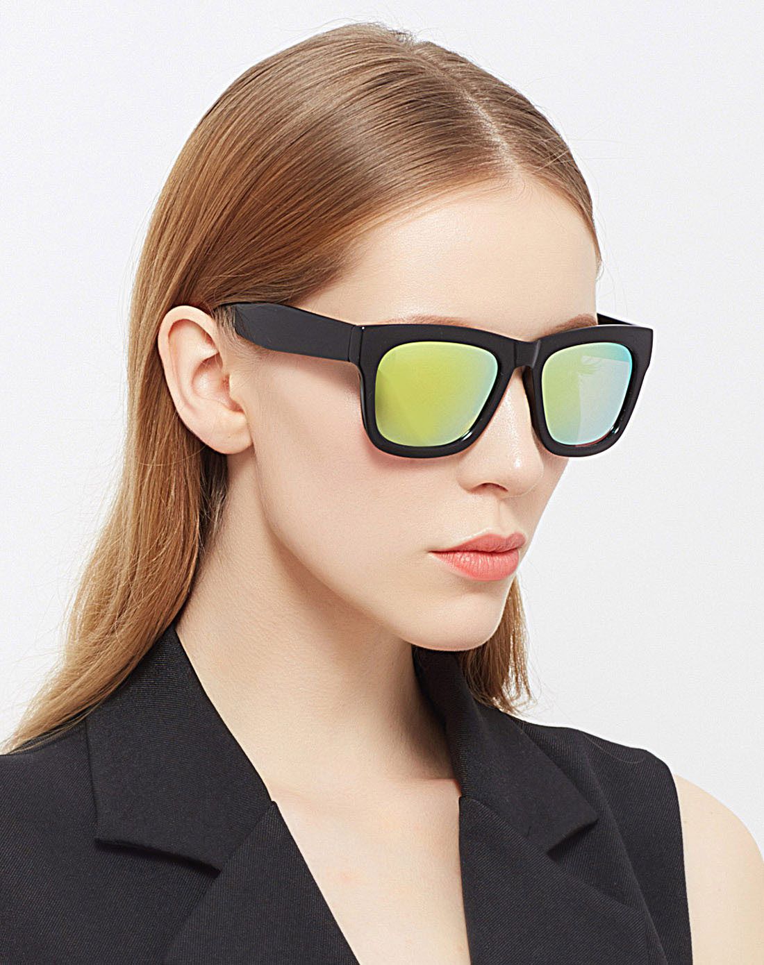 玫一眼镜专场玫一 中性时尚大框韩流绿膜偏光太阳镜myjy160415g绿色