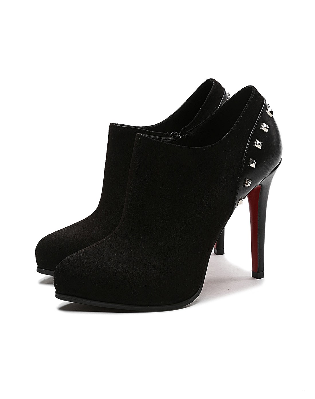 黑色磨砂时尚细高跟女士深口单鞋