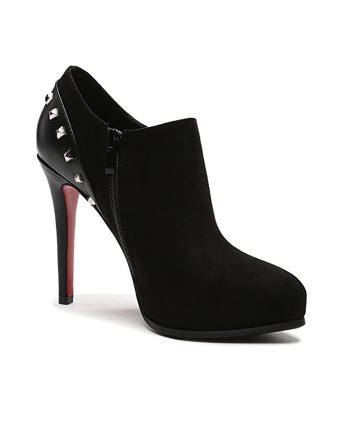 黑色磨砂时尚细高跟女士深口单鞋