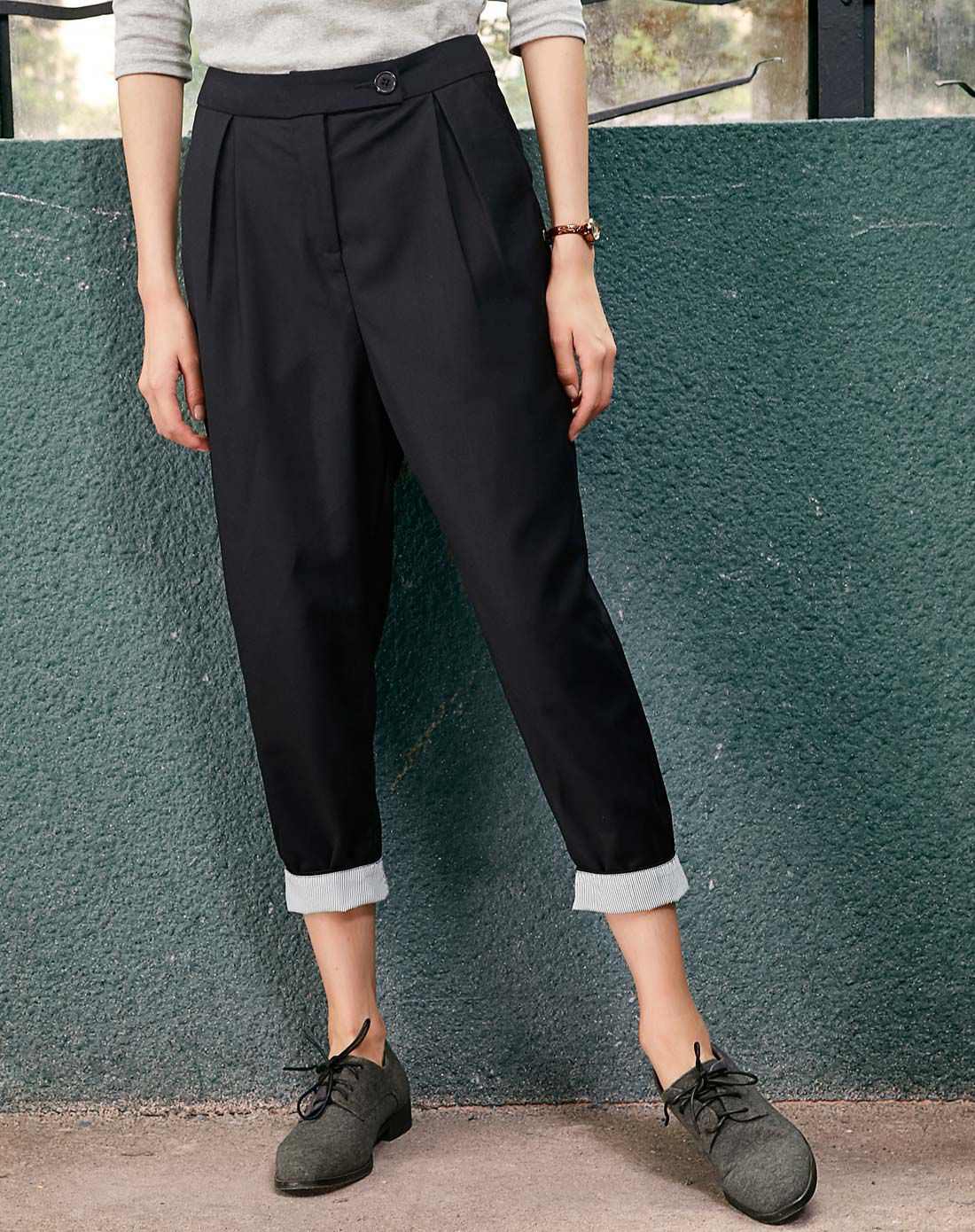 全民卷裤腿 文艺民族风休闲裤