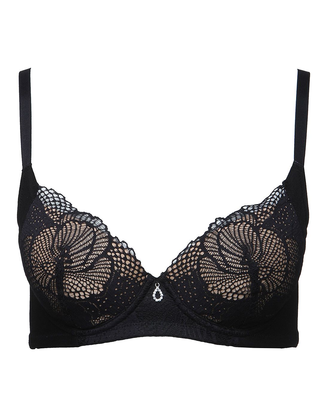 爱慕aimer内衣专场aimer爱慕女款黑色舒适蕾丝3/4薄杯文胸am12jb1-400