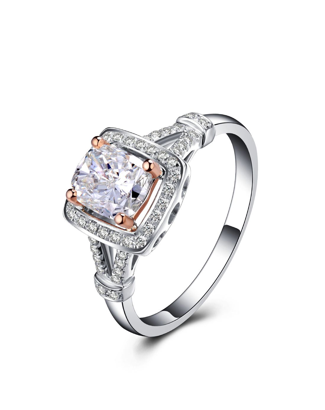 18k彩金1克拉主钻雷迪恩形钻石女戒