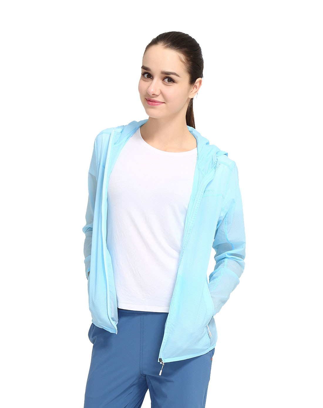 户外防晒速干服装专场-king camp 防蚊处理面料 女款淡蓝色皮肤衣 可