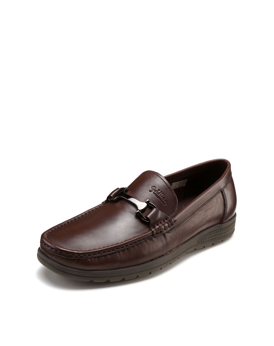 金利来goldlion 深棕色牛皮马衔扣商务皮鞋