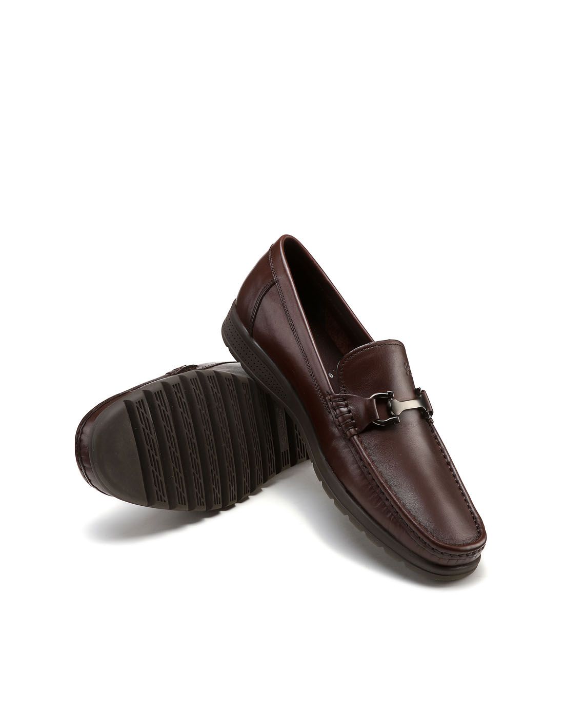 金利来goldlion 深棕色牛皮马衔扣商务皮鞋