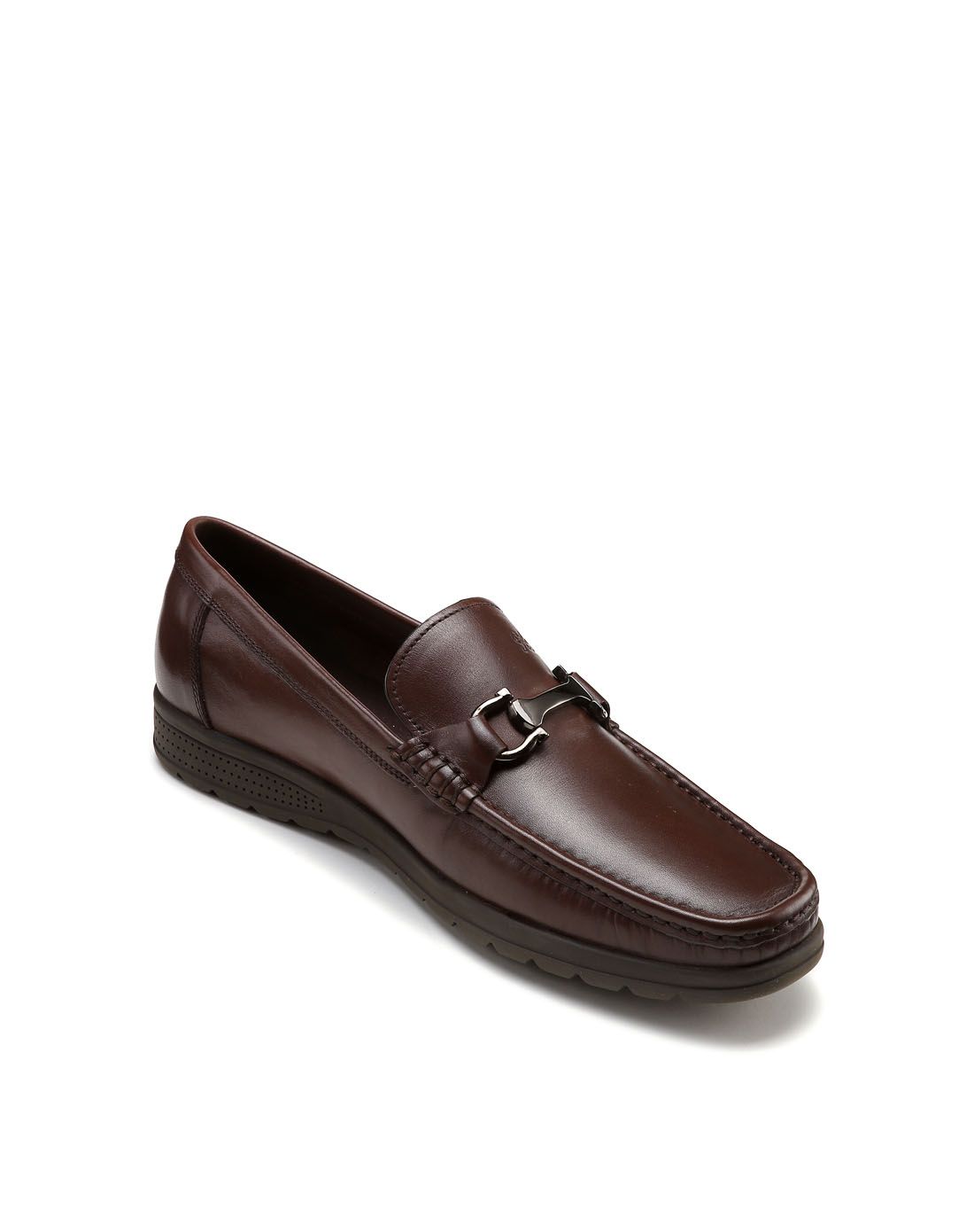 金利来goldlion 深棕色牛皮马衔扣商务皮鞋