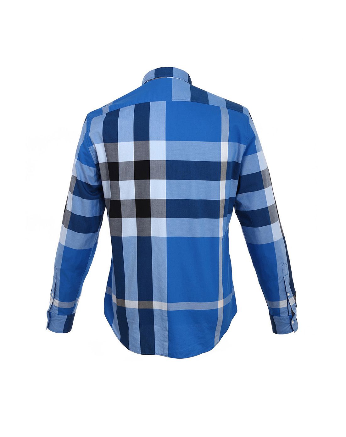 burberry男士深蓝色棉质大格纹长袖衬衫