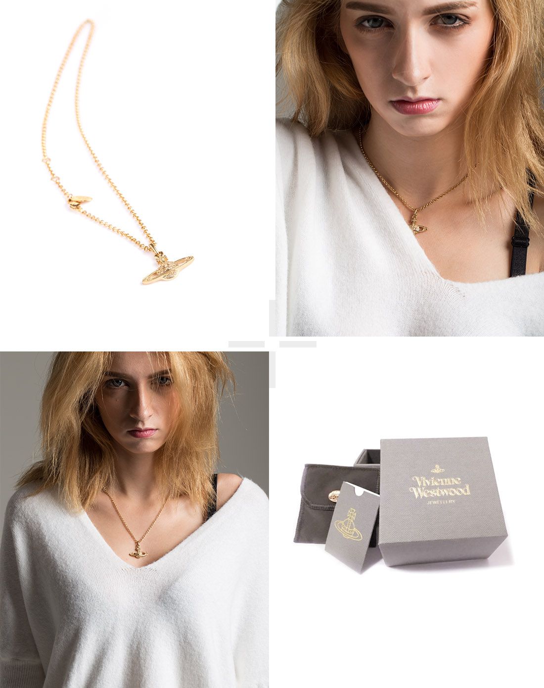 vivienne westwood 钻饰土星项链