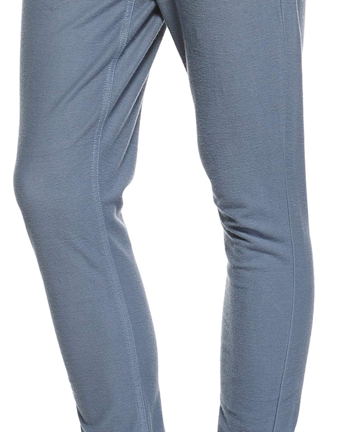 石灰蓝简约休闲百搭舒适针织长裤