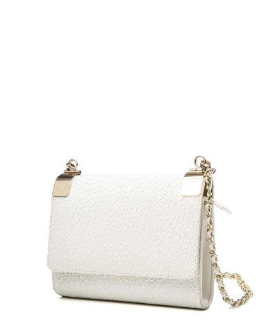 白色孔雀纹牛剖层皮革优雅淑女斜挎包