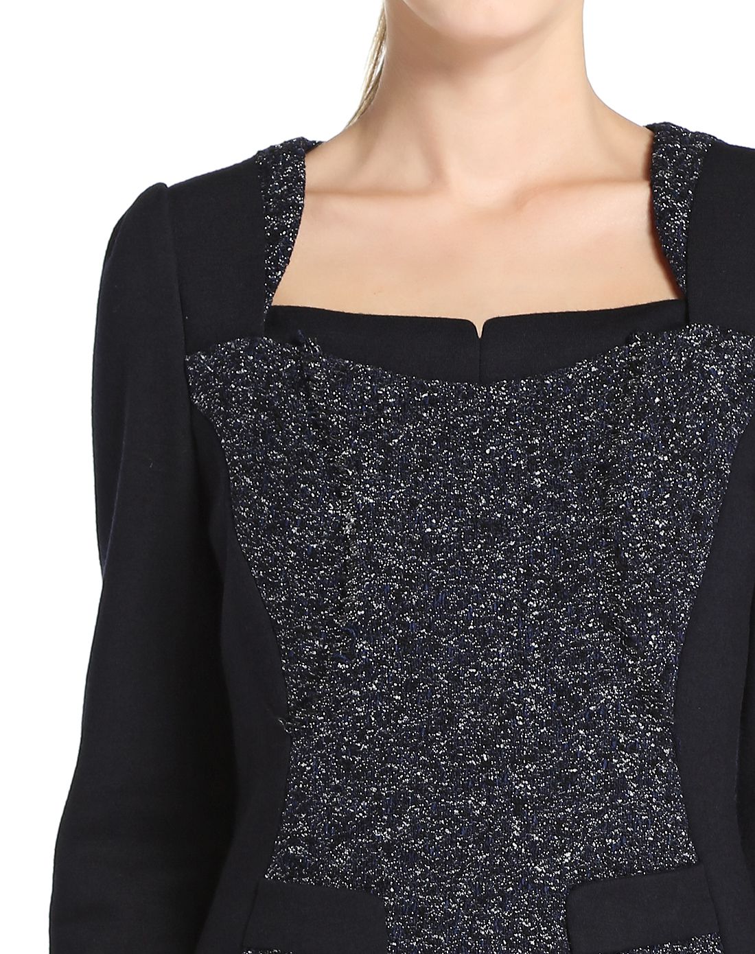 深藏蓝色淑女百搭长袖连衣裙