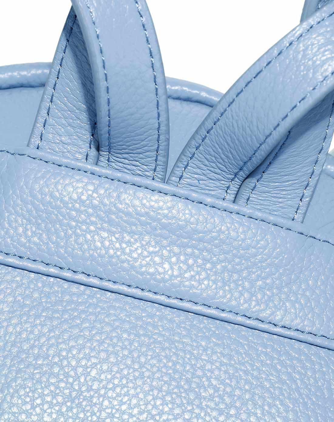 2016新品 女款日韩甜美范亚麻蓝头层牛皮双肩包