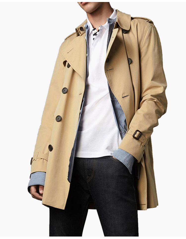 burberry 巴宝莉 男士卡其色纯棉百搭长袖风衣外套