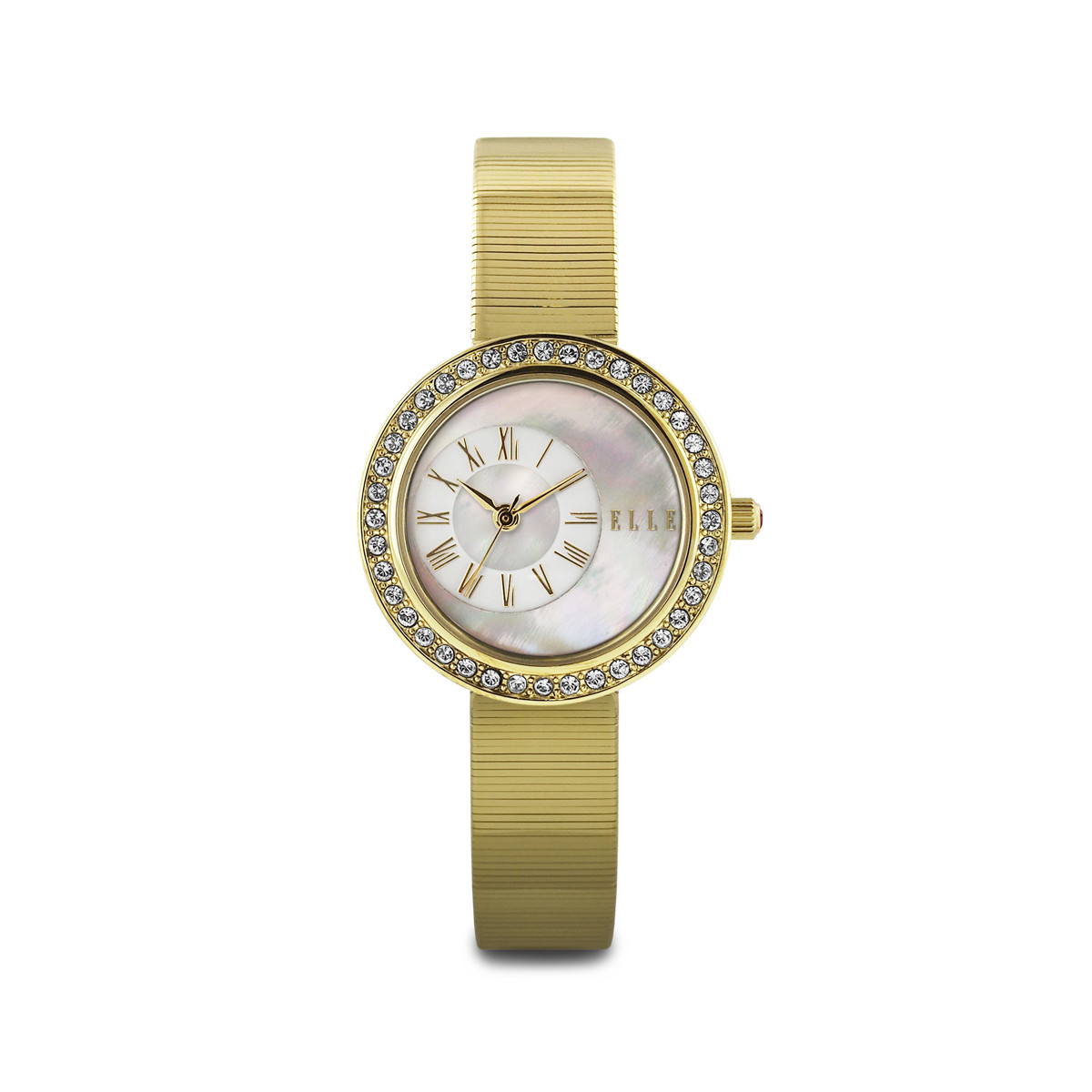 法国elle女表 transit镶钻不锈钢表带石英手表腕表