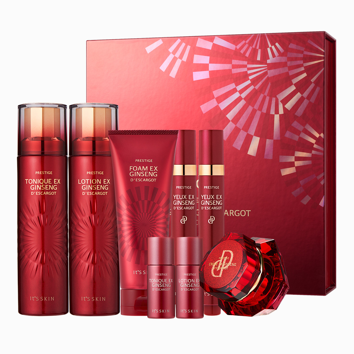 伊思红参蜗牛臻效抗氧8件护肤套盒 升级版 焕亮淡纹弹力紧致