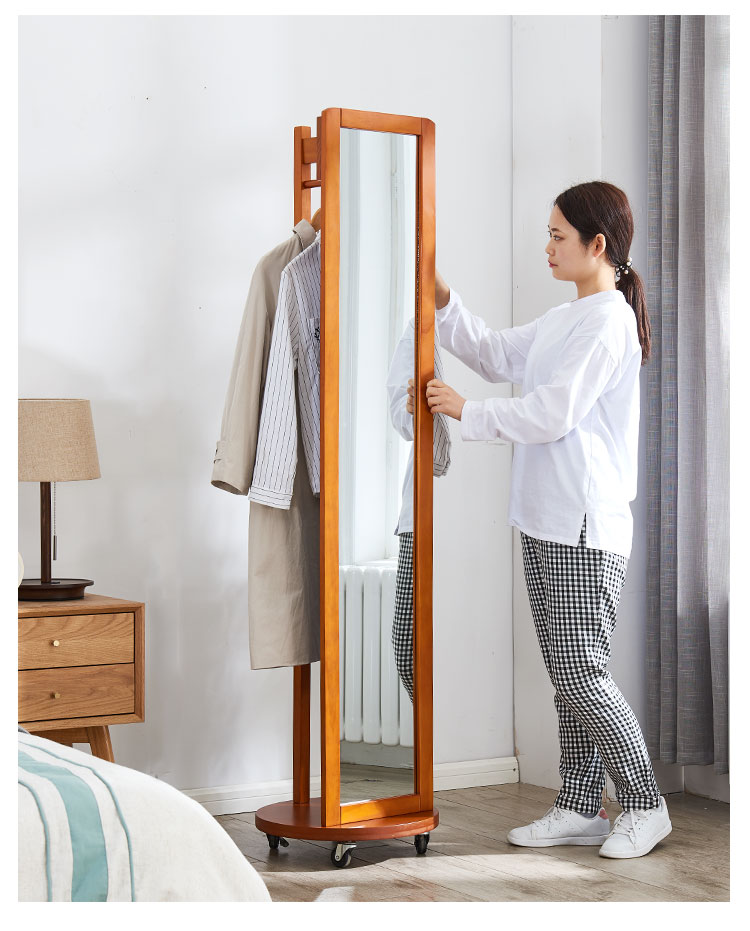【爆款】穿衣镜全身落地镜实木框现代简约客厅收纳家居镜旋转镜子