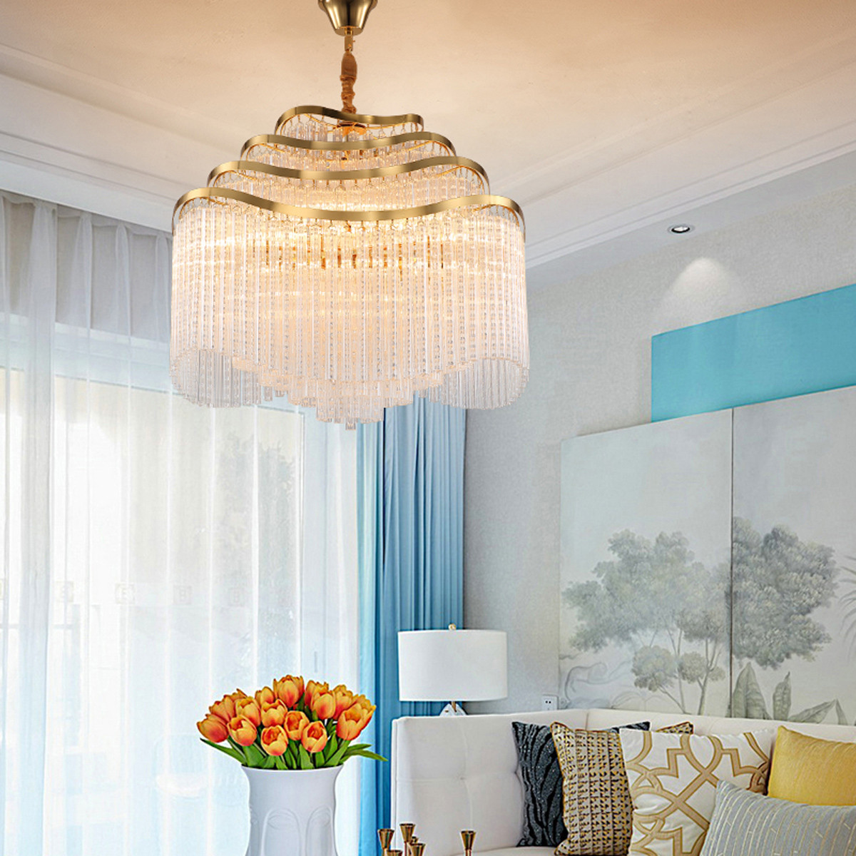 凯特皇菲后现代轻奢水晶吊灯简约时尚设计师新款别墅灯17102