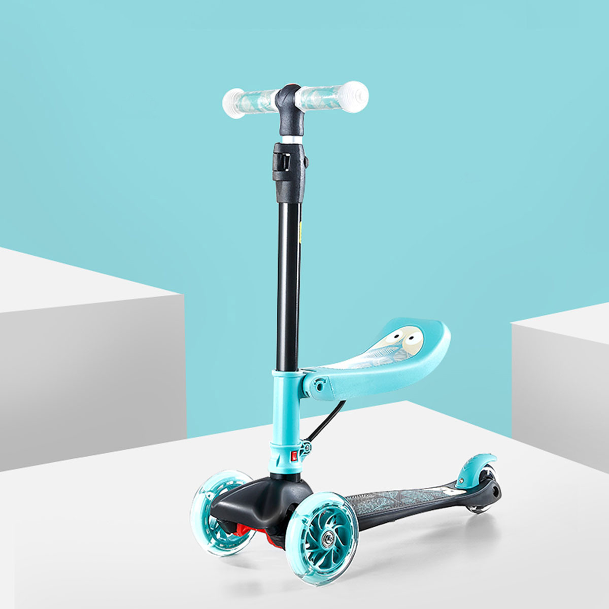 可优比儿童滑板车1-2-3-6岁三合一滑滑车可坐闪光轮宝宝车