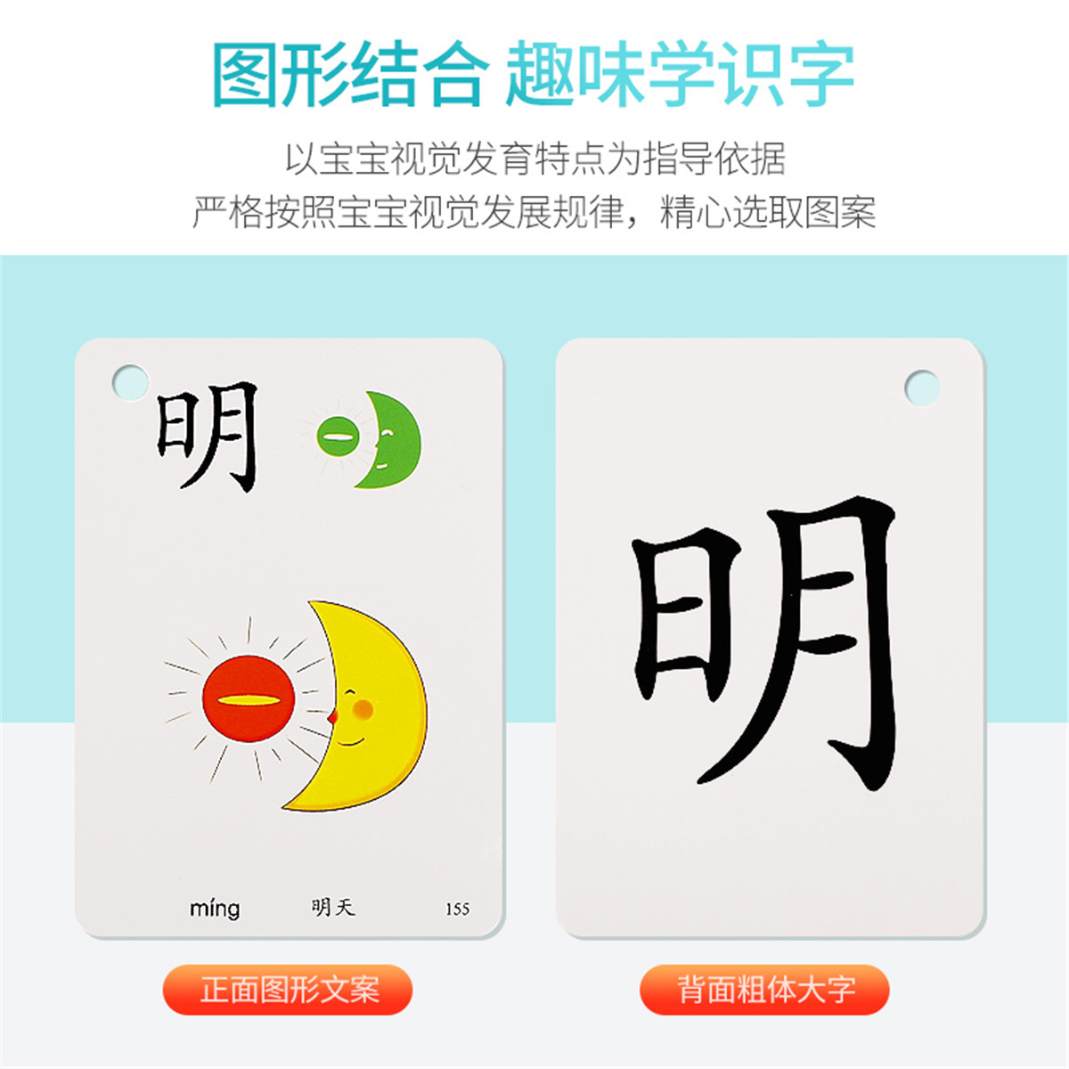 婴幼儿童0-6岁宝宝早教象形拼音识字卡看图识字认知卡片