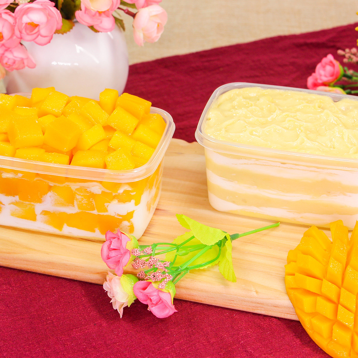 mini榴莲芒果千层盒子蛋糕(两盒装)顺丰冷链包邮