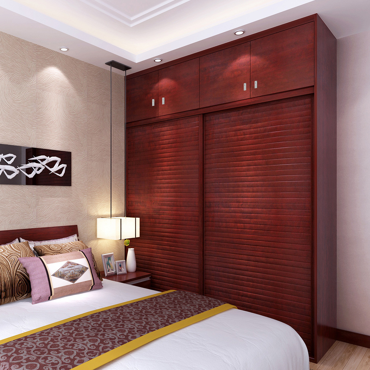 定制金 索菲亚衣柜尼斯百叶整体衣柜顶柜衣柜推拉门简约衣帽间