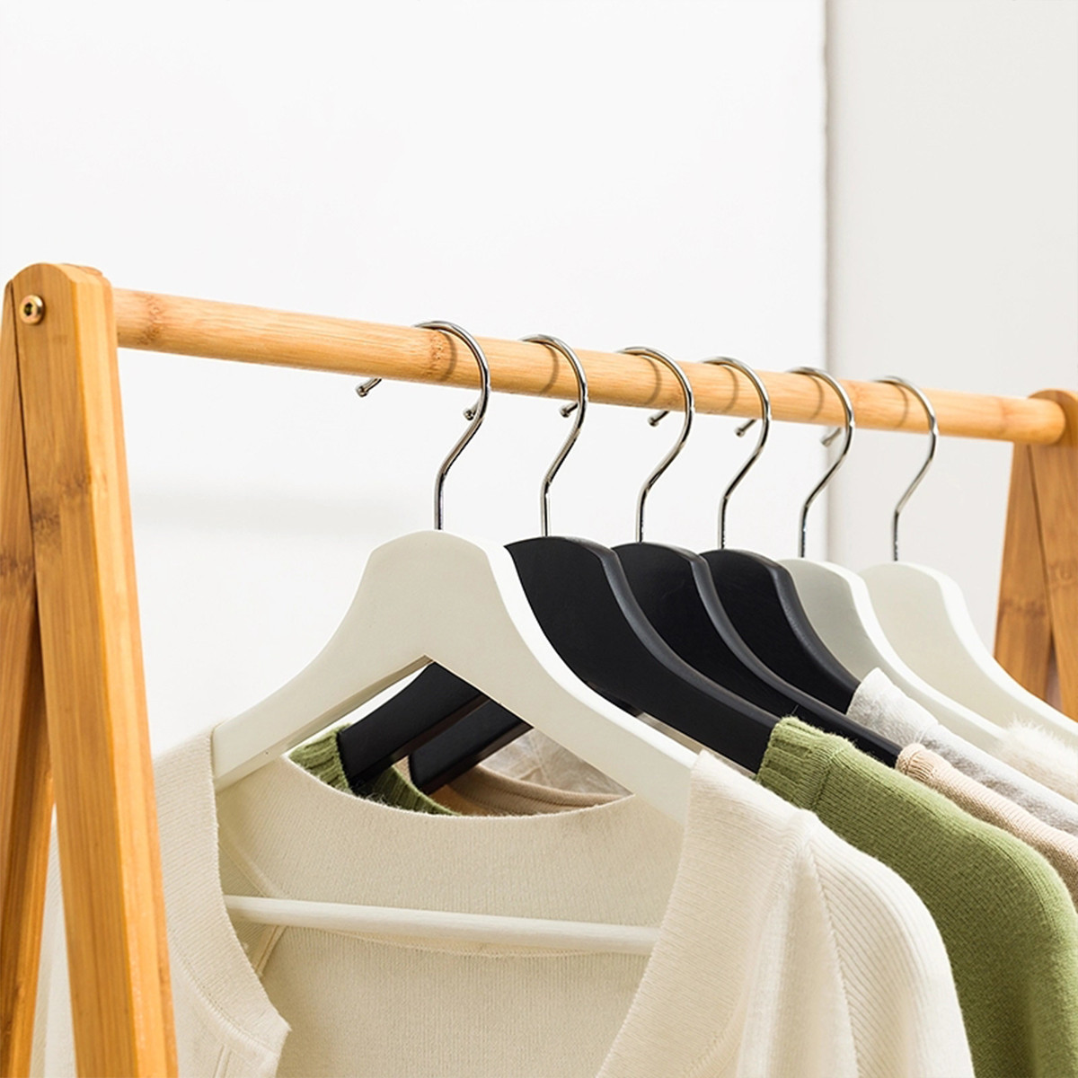 日式落地挂衣架仿实木卧室衣帽架置物架衣服架