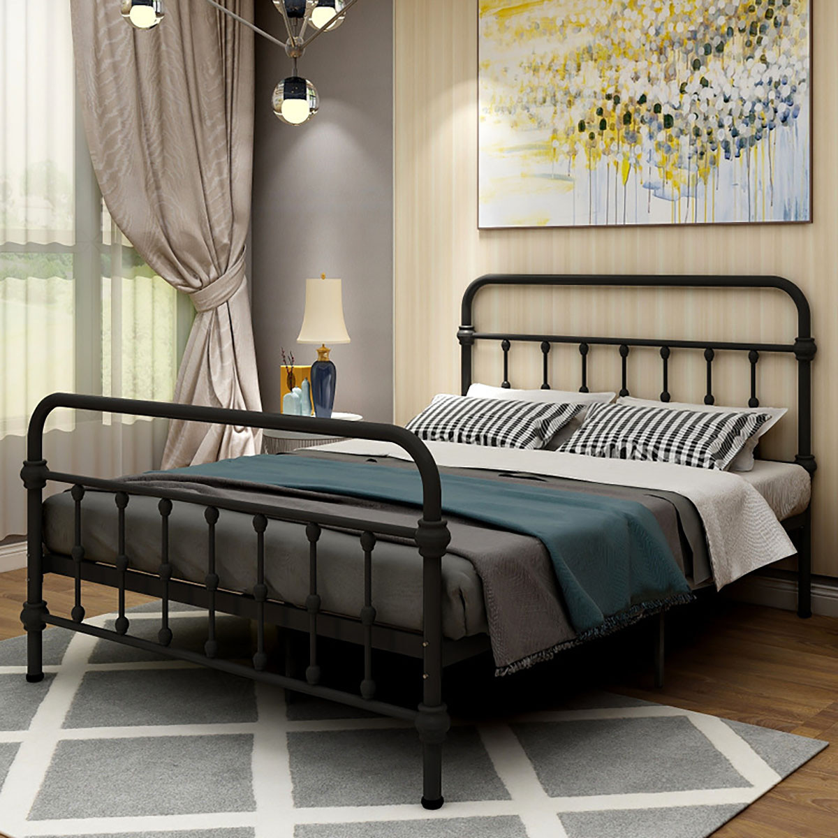 单人铁艺床现代简约经济型1.8米双人床卧室网红民宿北欧铁架床