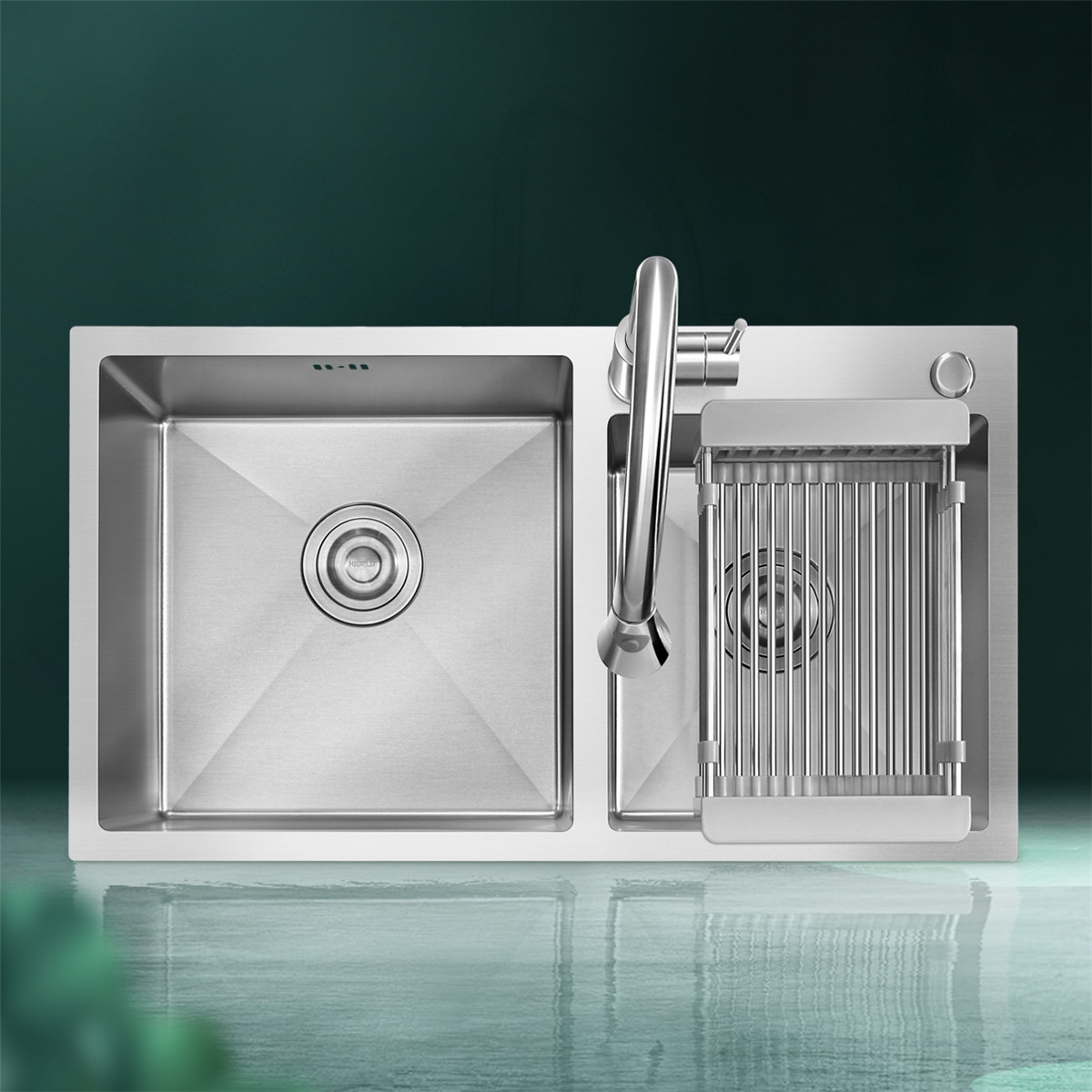 higold/悍高 厨房洗菜盆不锈钢水槽单槽双槽洗菜盆沥水篮水龙头