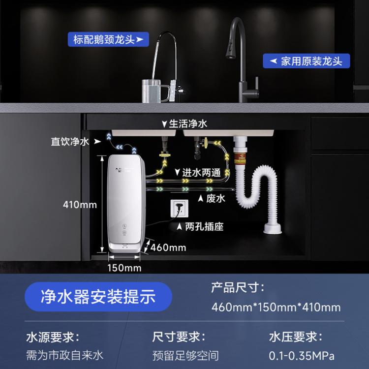 A.O.SMITH 【超级新品】史密斯双出水净水器家用直饮双水路5升/分钟超大流量