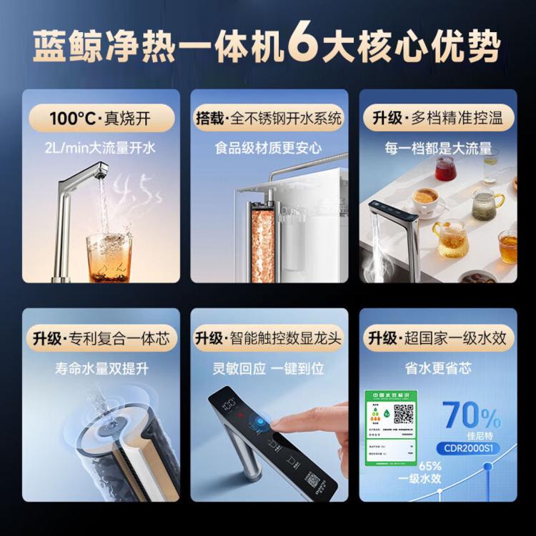 佳尼特 【重磅新品】史密斯佳尼特蓝鲸净热一体Pro净水器5档控温真开水